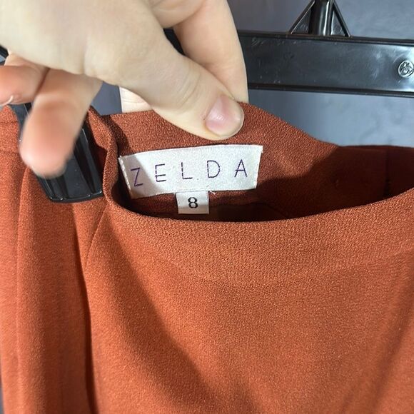 Knee-length Orange Pencil Skirt with Pleated Design for Work - Picture 2 of 4